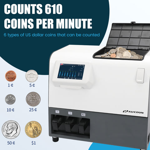 NUCOUN C200 | Heavy Duty Bank Grade Coin Sorter with Touch