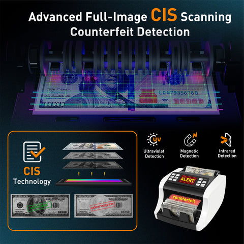 Multi-Currency Mixed Denomination Money Counter NUCOUN VC-1 | Commercial Grade Bill Value Counter with CIS UV MG IR Counterfeit Detection, Compact Heavy Duty Design for Small Business, Retail, Office